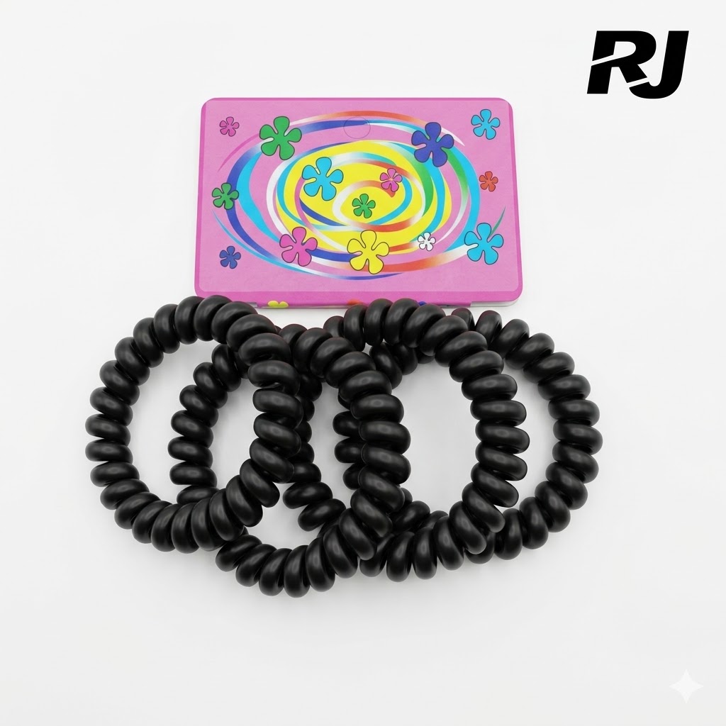 Cola p/pelo de resorte negro (12trenza) X1 trenza 4pcs
