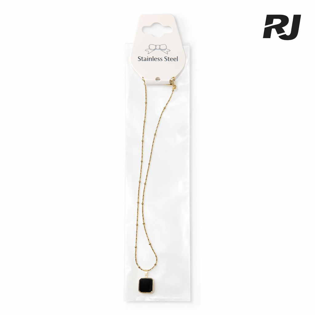 Collar c/medalla cuadrada dentro negro