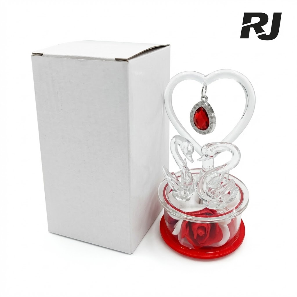 Cristal c/luz corazon base rosa