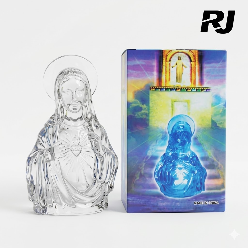 Cristal virgen maria c/luz
