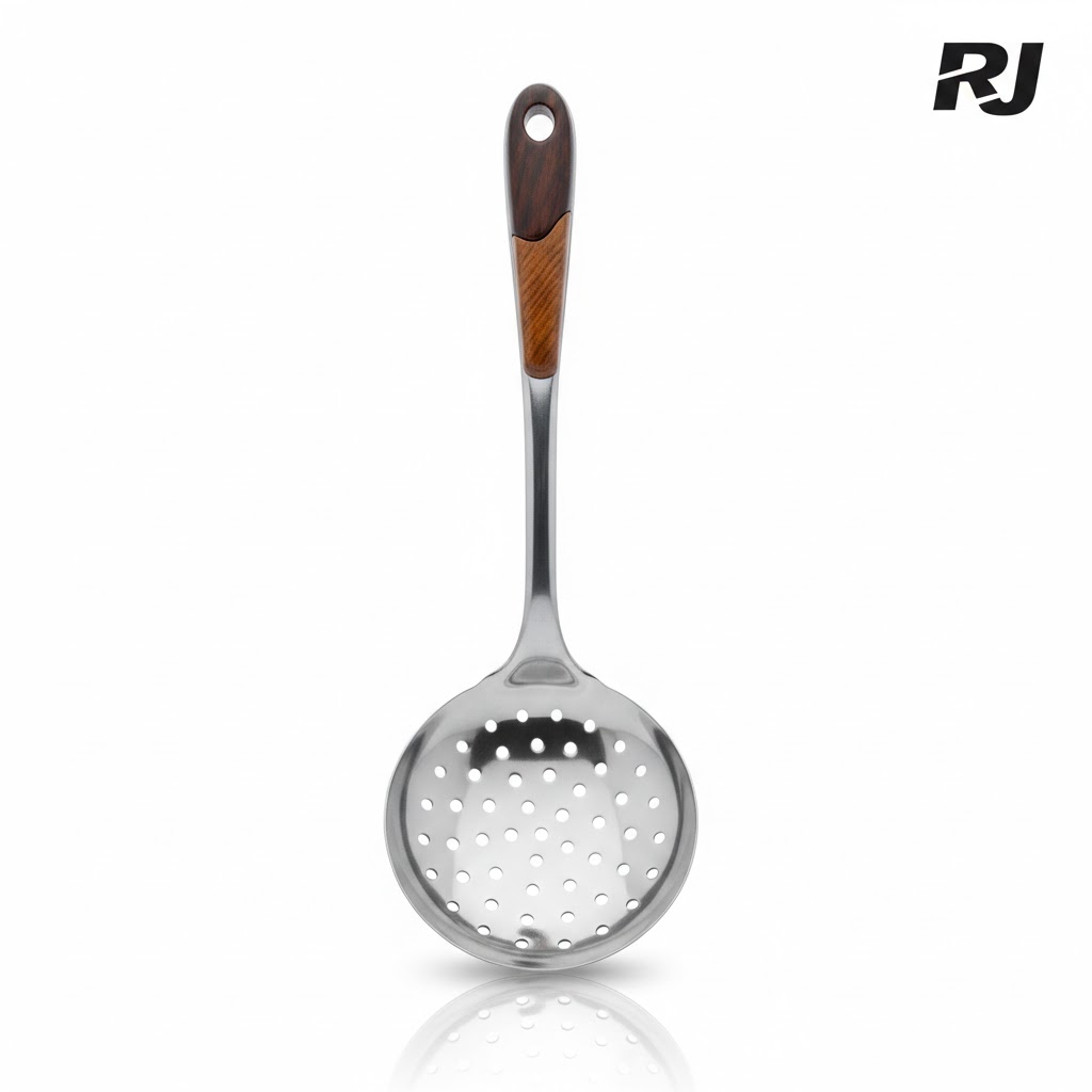 Cucharon p/cocina c/hueco metal mango c/2color