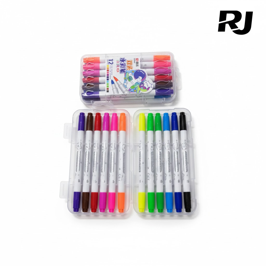 Marcador color ambos lados en caja plástica