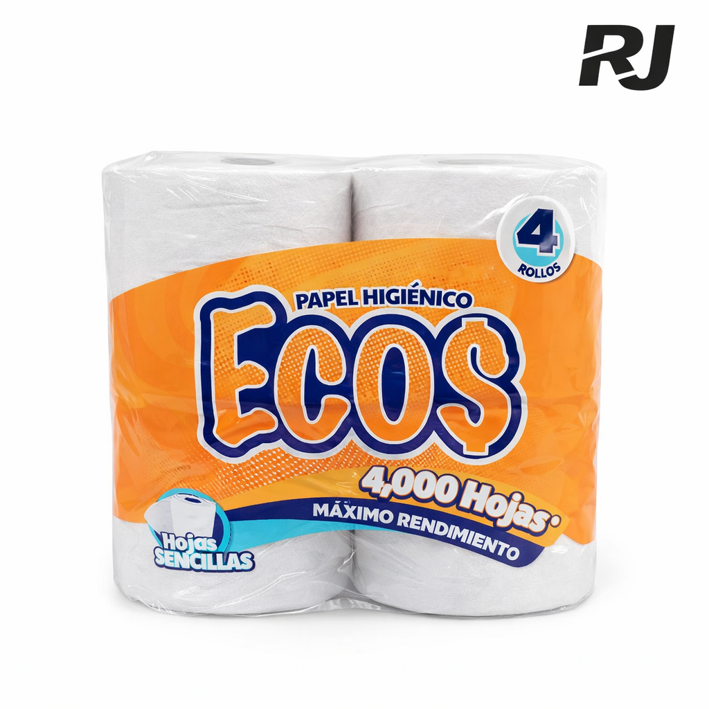 Papel higienico ecos naranjado 4000h x paq 4 rollos
