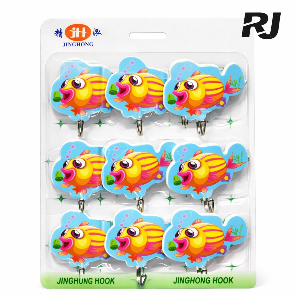 Paq ganchito c/adhesivo 9pcs