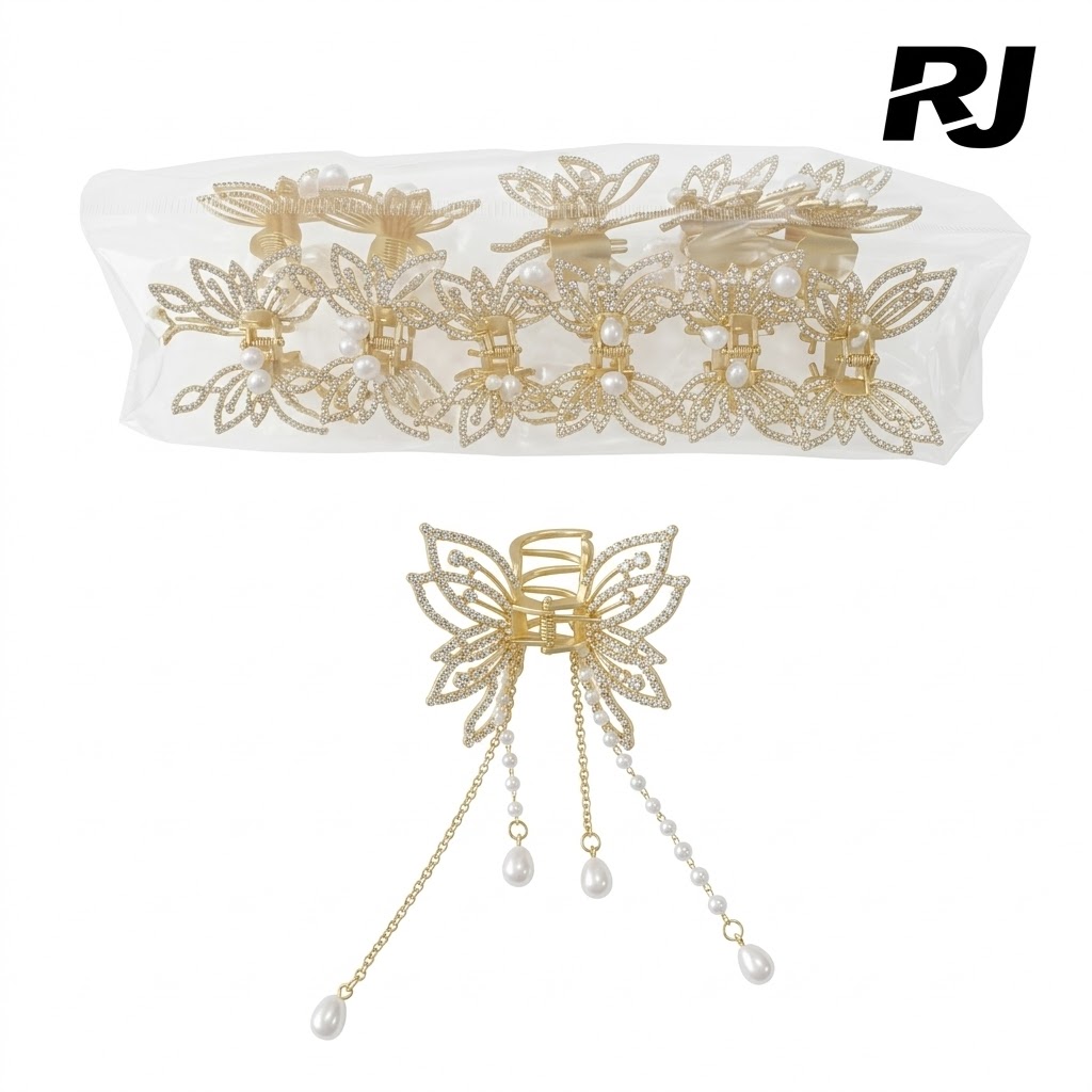 Piraña metal est mariposa c/cola de perlas g
