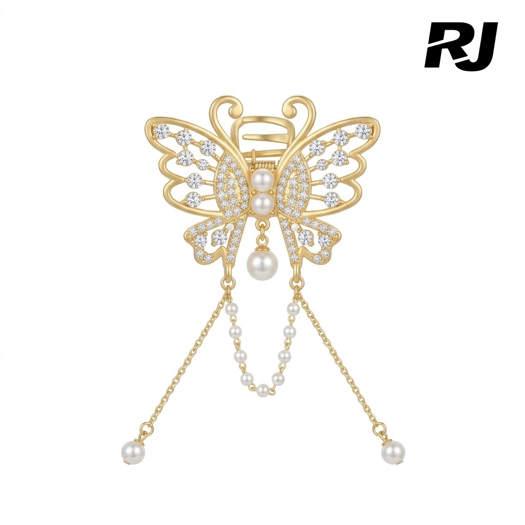 Piraña metal est mariposa c/cola de perlas p