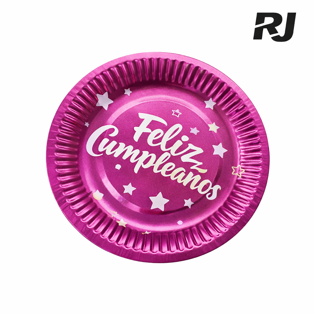Plato p/cumpleanos de carton brillante