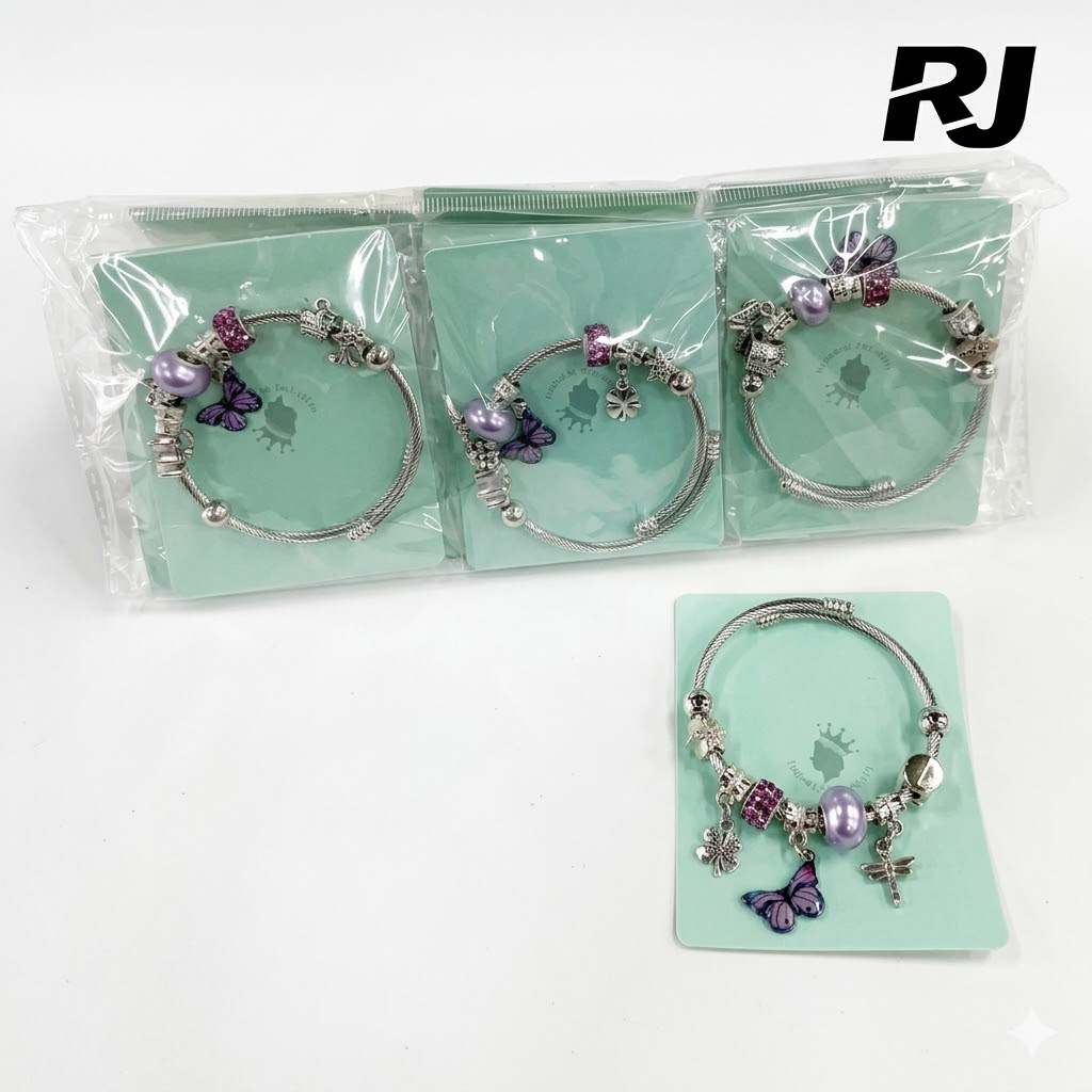 Pulsera de alambre metal c/surtidos adornos