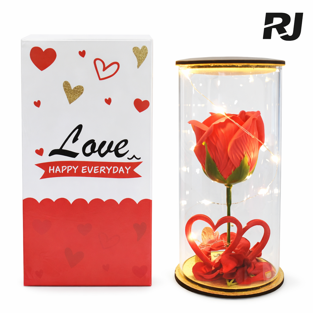 Rosa c/luz en tubo vidrio