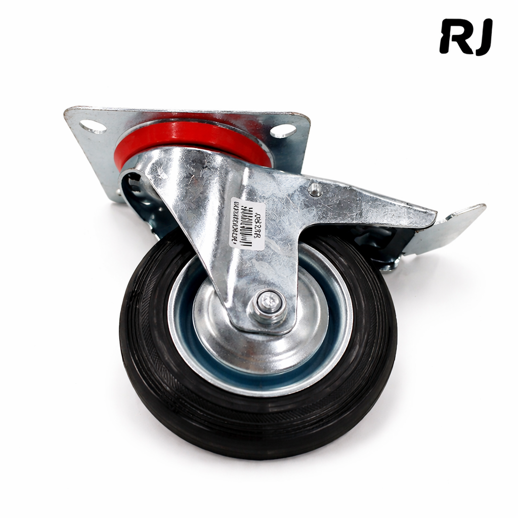 Rueda universal negra c/ freno 6pulg