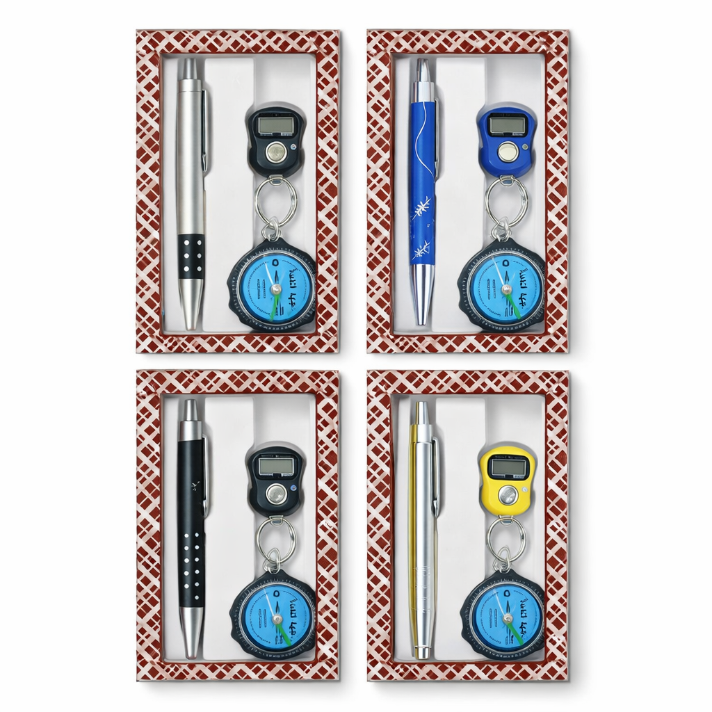 Set de llavero brujula c/collar,reloj de conteo +lapicero