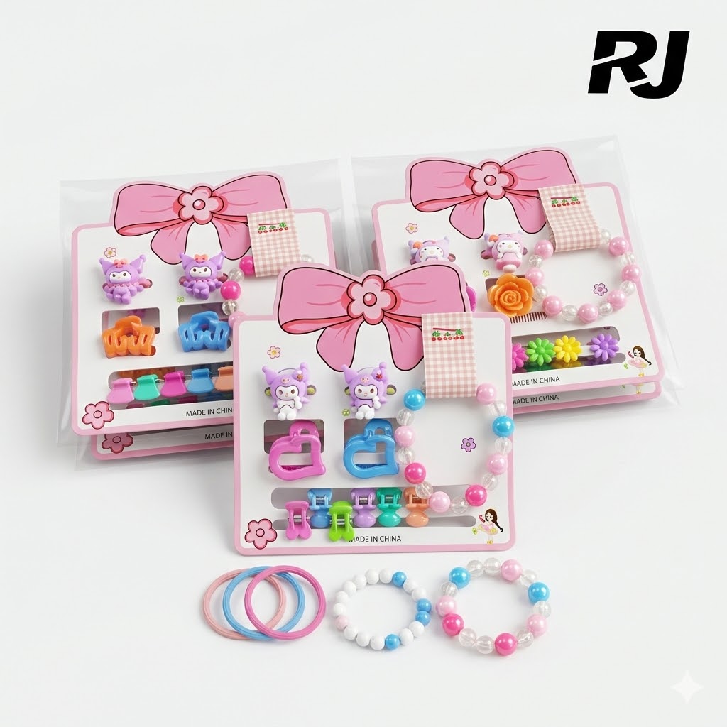 Set de pulsera de perlas c/pirana,prensa p/pelo