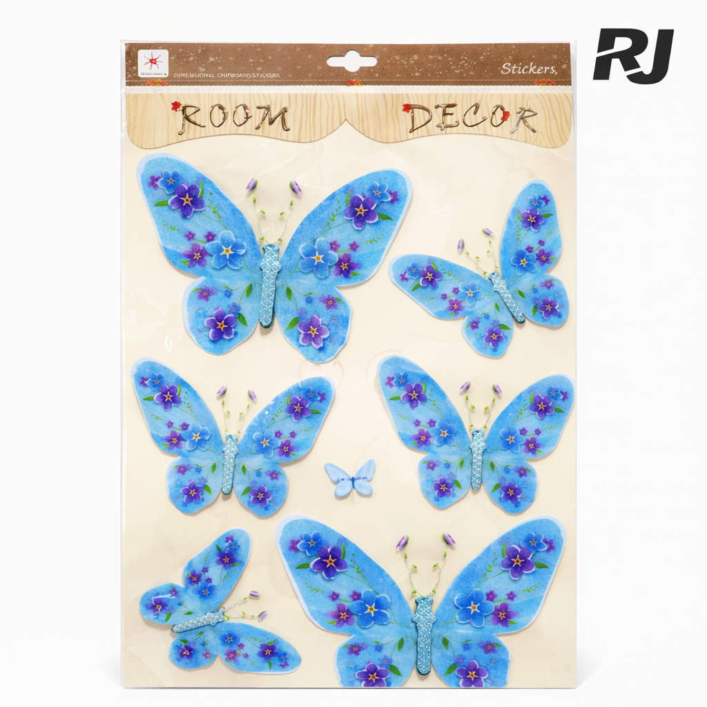 Sticker mariposa ala c/flor
