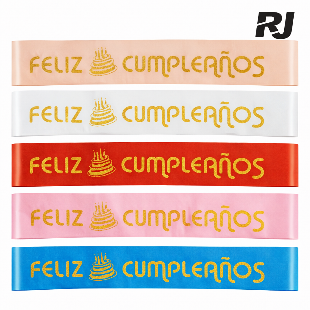 Tira p/hombro c/letras feliz cumpleanos