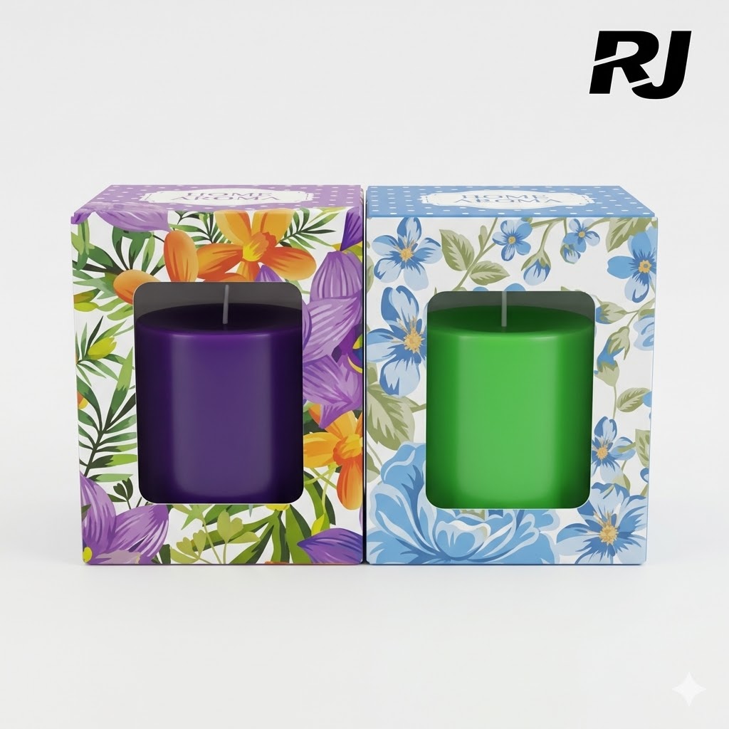 Vela c/vaso en caja color pequeñas