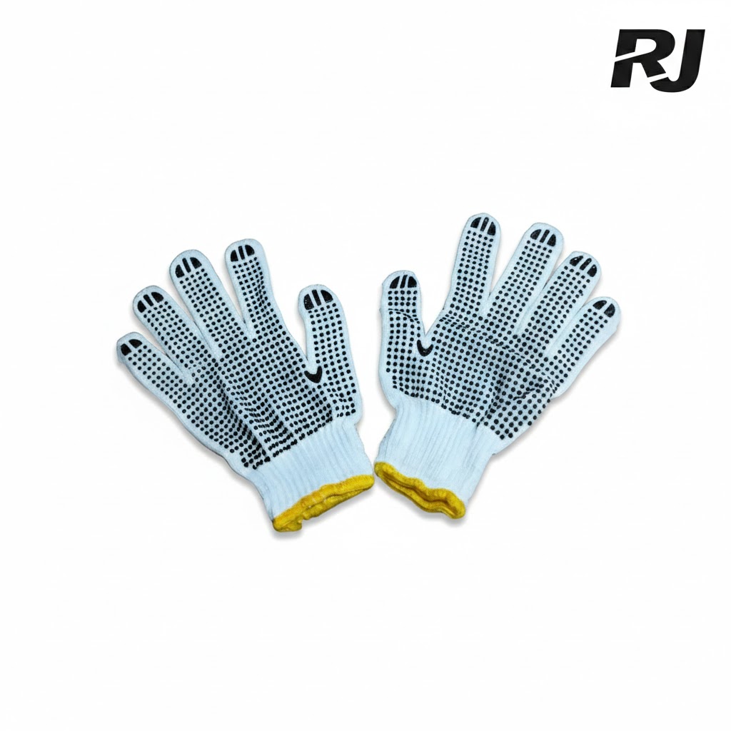 guante de tela blanco c/puntos de hule X1 par