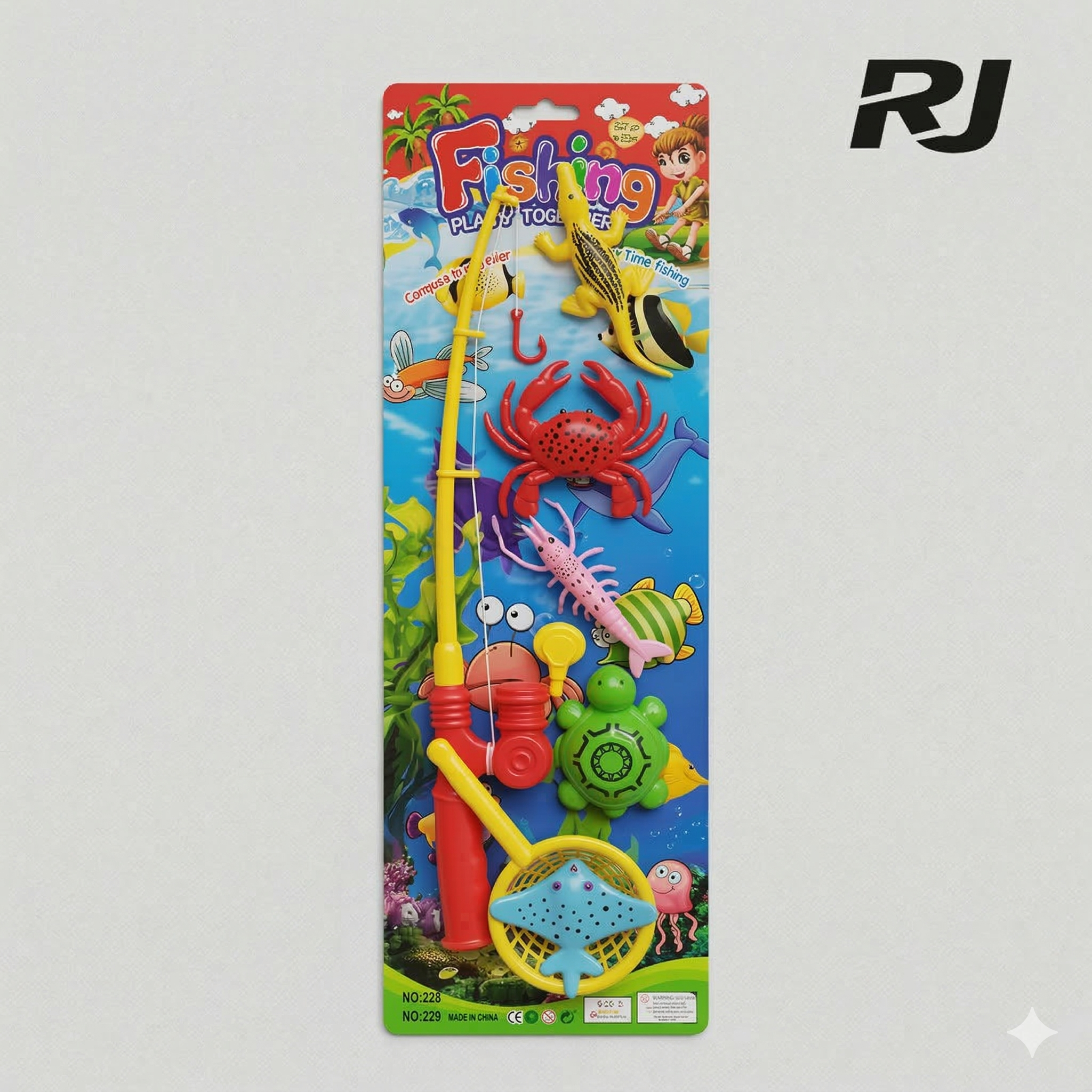 juego de pescar c/5 pez y red de p