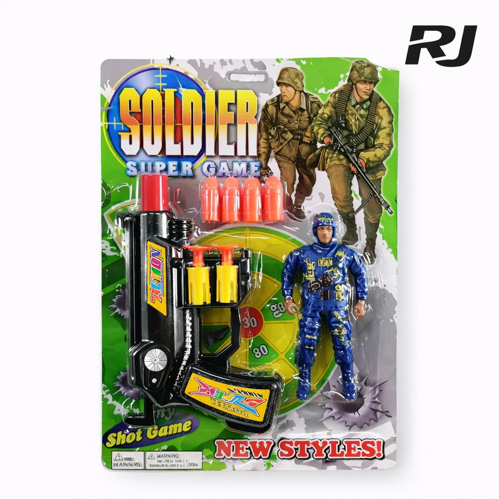 juego de pistola c/1militar 4balas roj