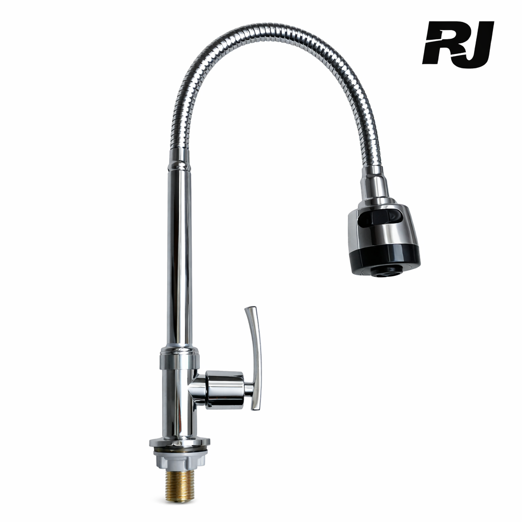 llave de chorro cuello flexible agarradera c/curva