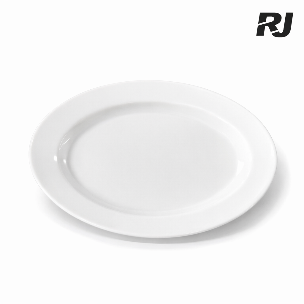 plato de melamina blanco ovalado 14pulg