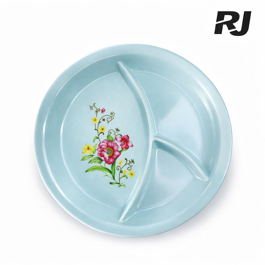 plato de melamina c/3divisiones redondo 10pulg