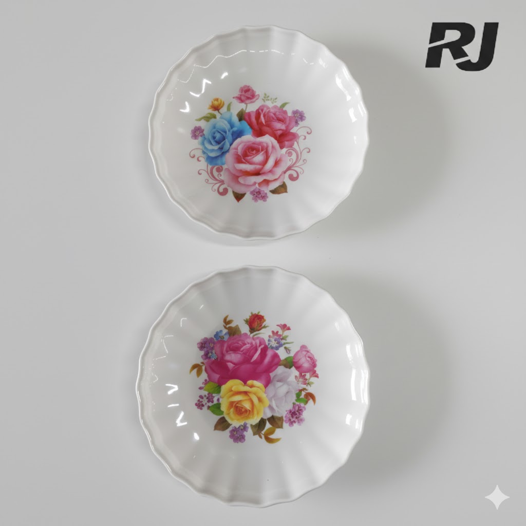 plato de melamina centro dibujo flor redondo 10pulg