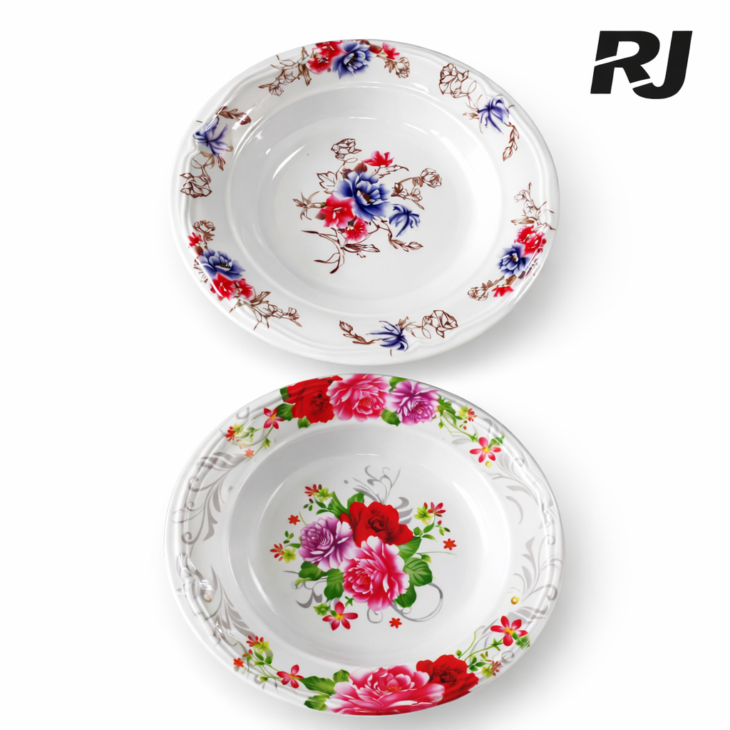 plato de melamina centro y borde dibujo flor redondo 10pulg