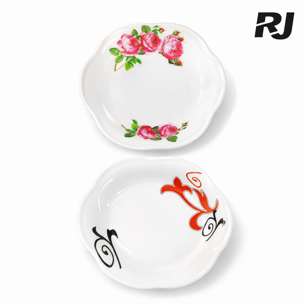plato de melamina estilo flor borde dibujo flor 10pulg