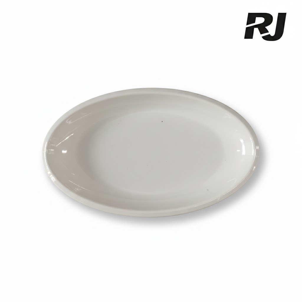 plato de melamina ovalado blanco 14pulg