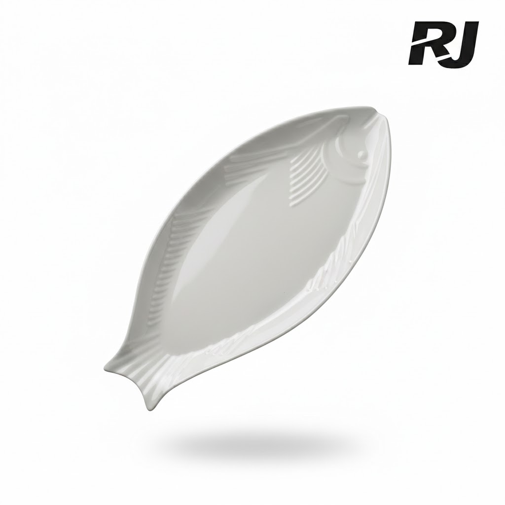 plato de melamina p/pescado blanco 15pulg