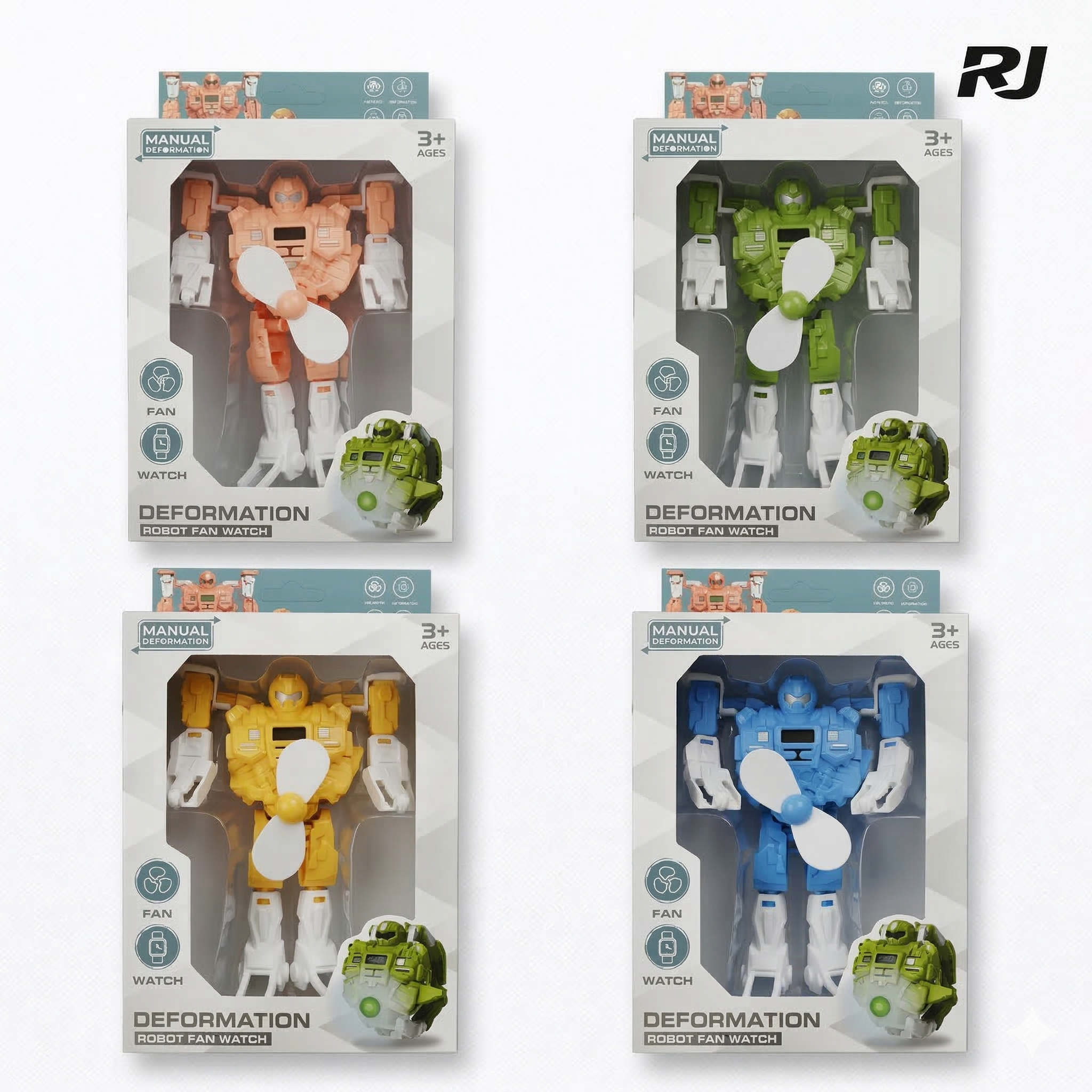 robot c/reloj y abanico