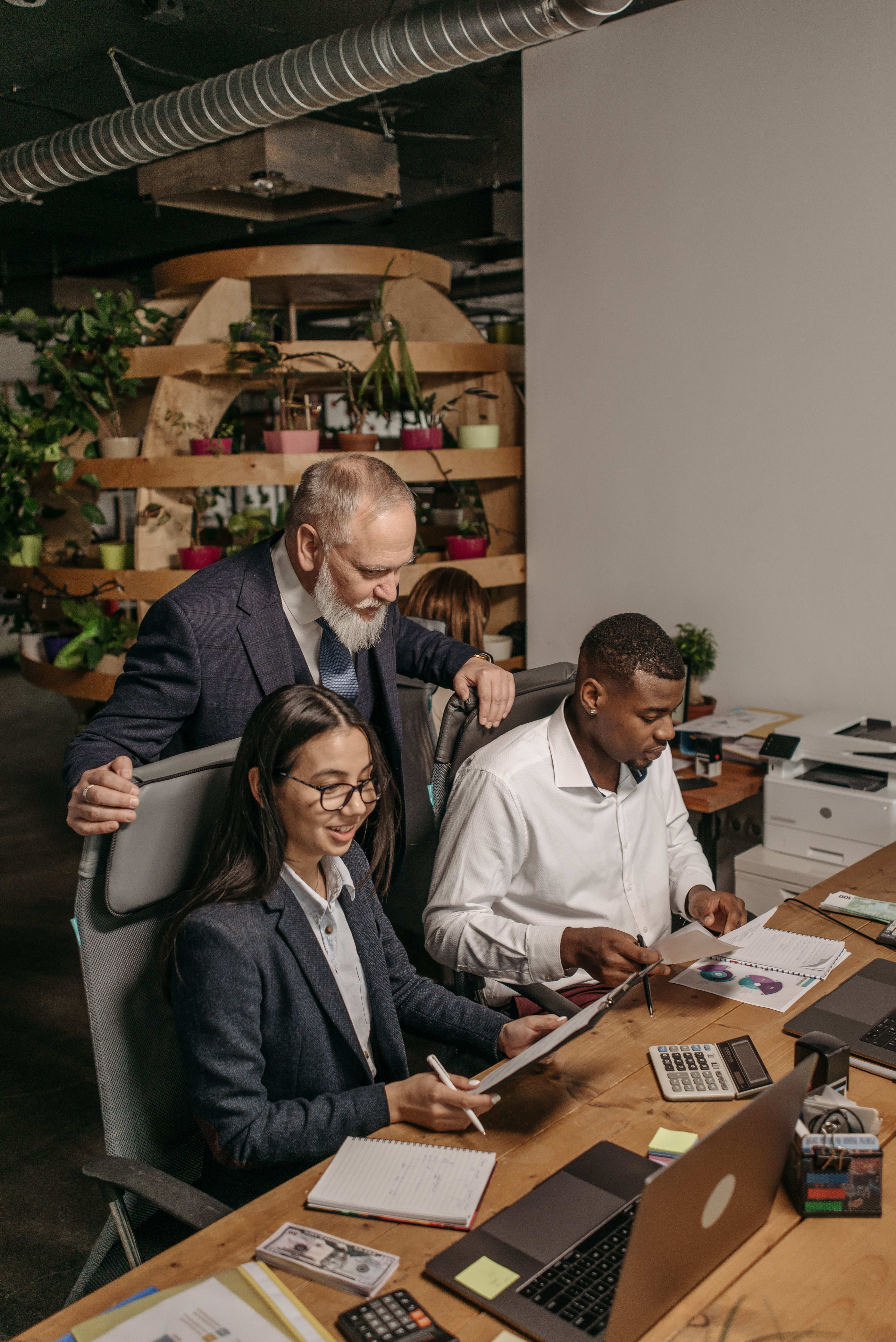 Team discussing in office