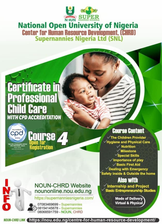certificate in professional childcare SuperNannies Nigeria Flyer