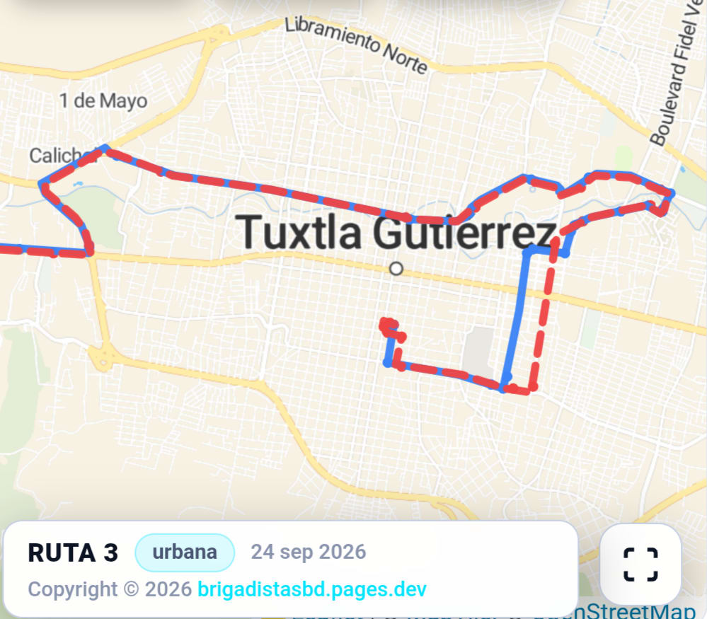 Mapa y recorrido de la RUTA 3 — Tuxtla Gutiérrez, Chiapas