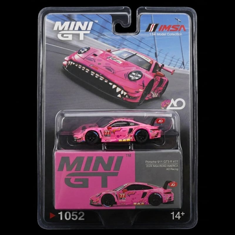 Mini GT Roxy Porsche 911 GT3 R #77 AO Racing #1052 - IMSA Road America (Blister Pack)