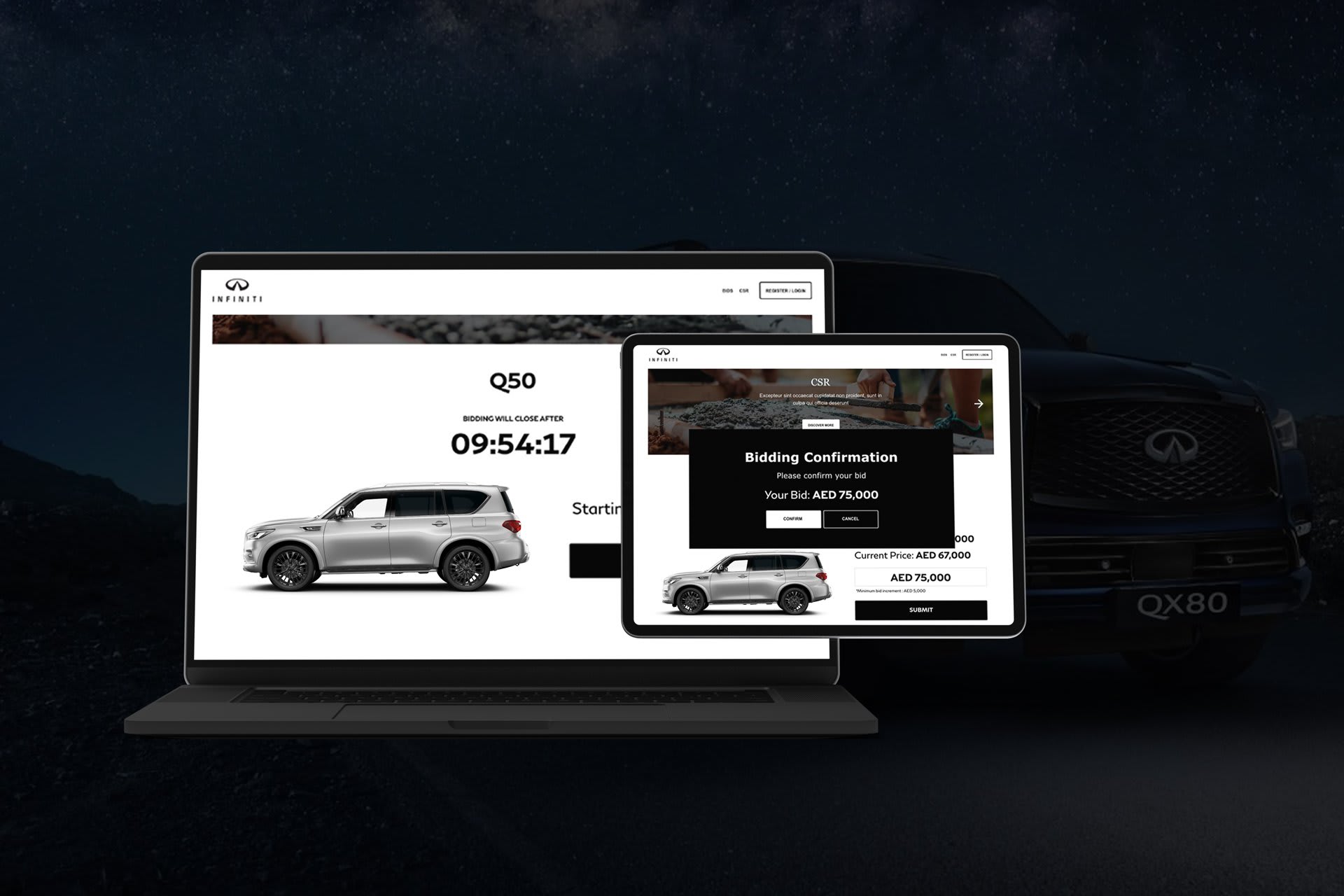 INFINITI Middle East Online Bidding Platform