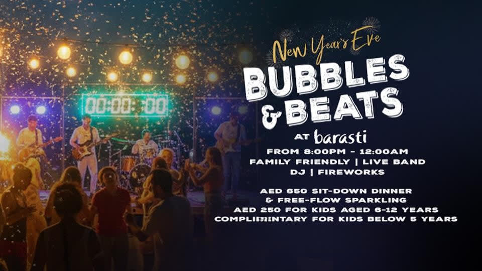 Bubbles & Beats - NYE Dinner at Barasti Middle Deck