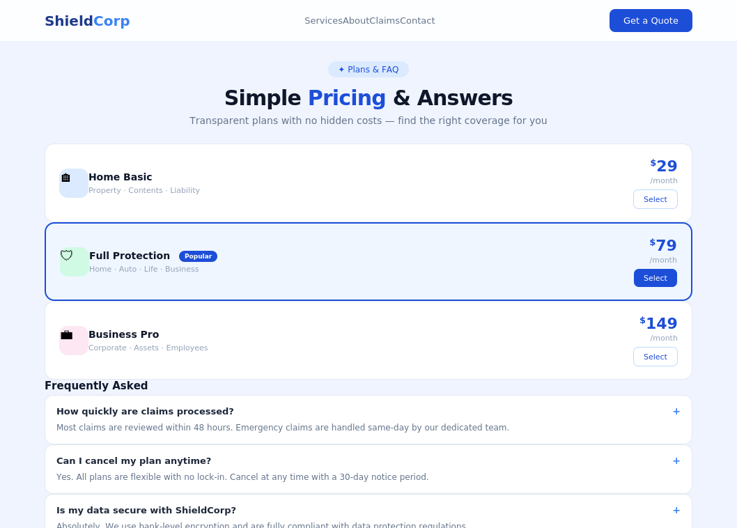 Insurance Business Web Template