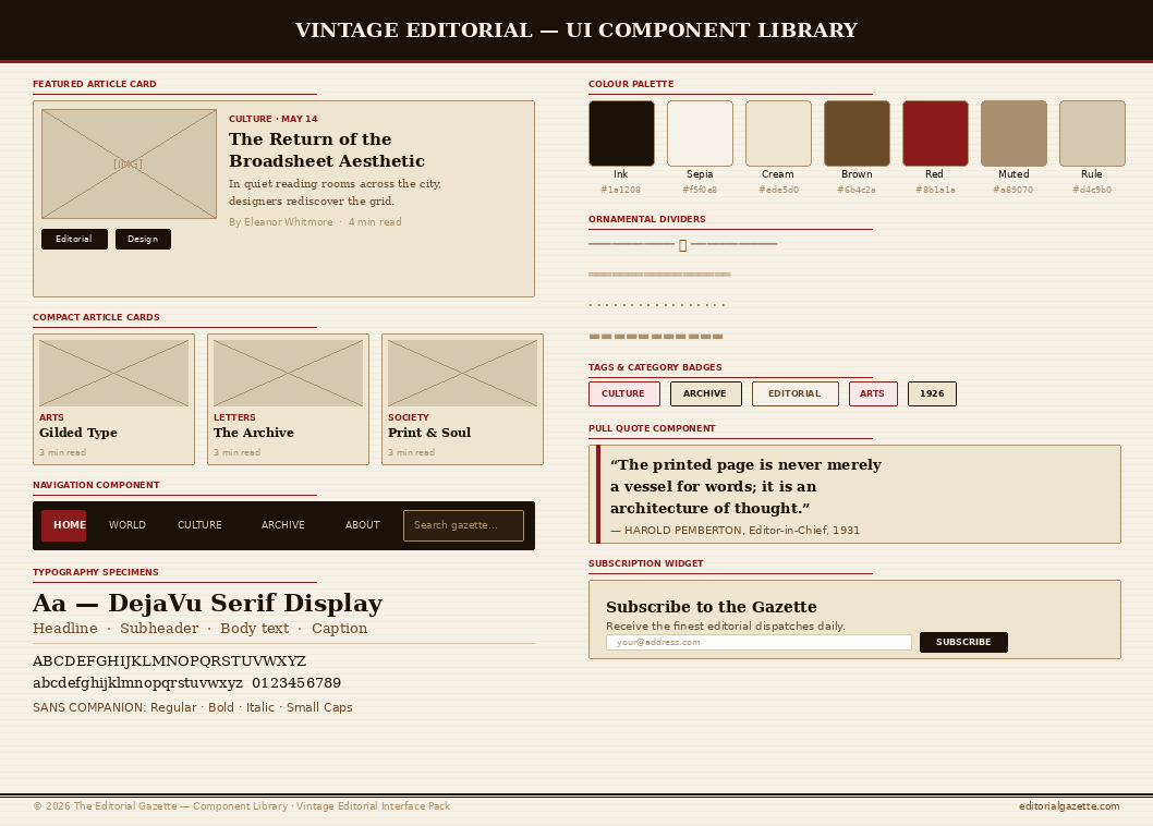 Vintage Editorial Interface Pack