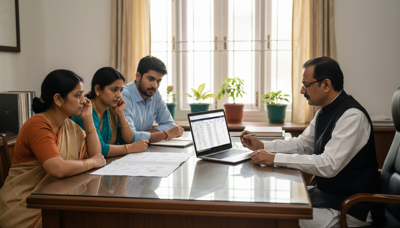 A buyer comparing a registered sale deed against digital revenue records.
