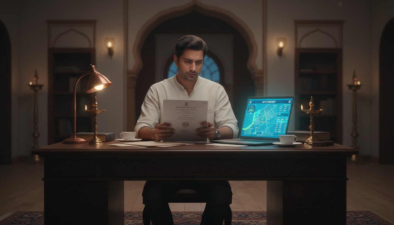 A buyer comparing a registered Sale Deed against digital revenue records.