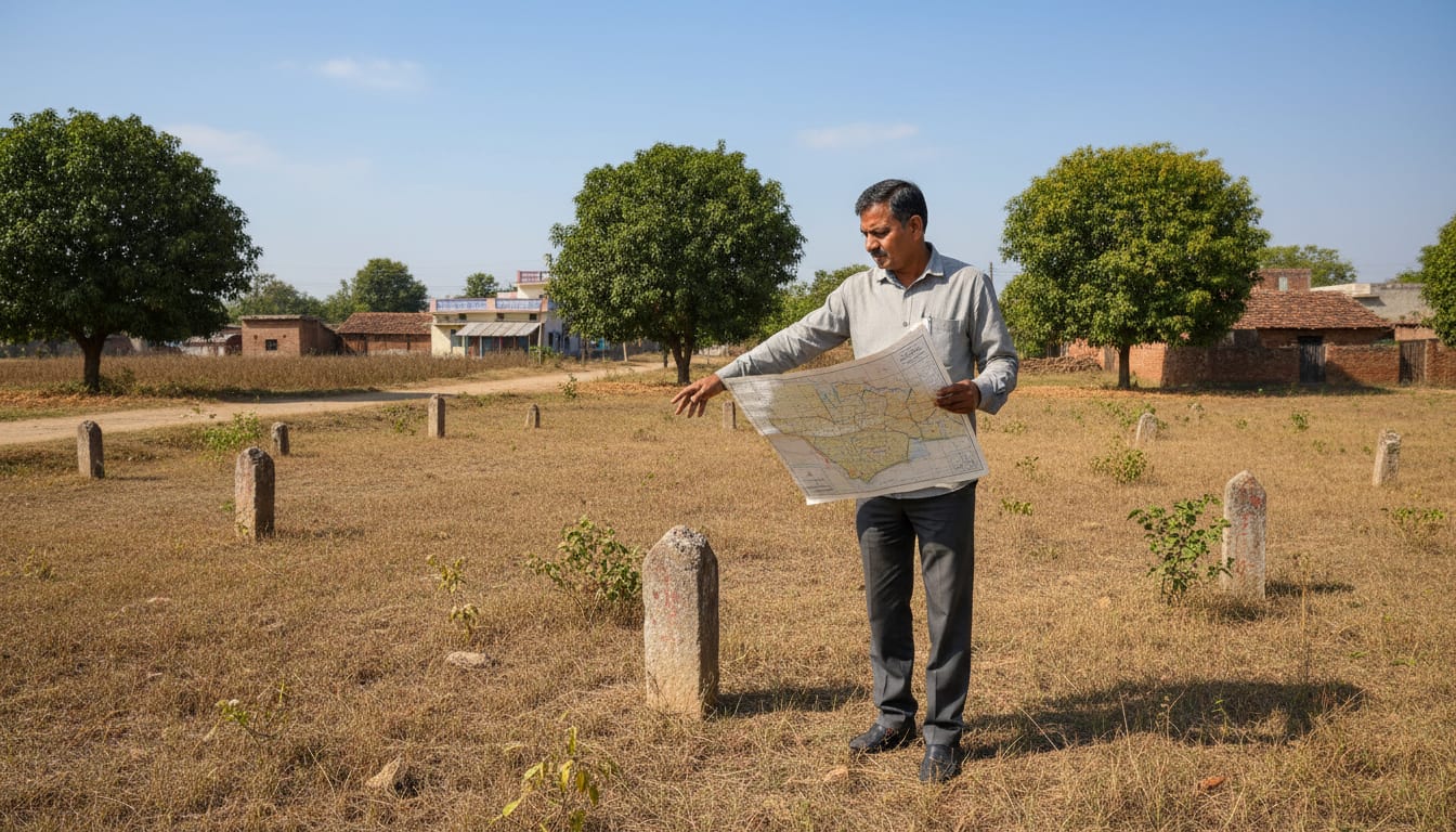 Always compare the downloaded Bhu Naksha geometry with the physical plot fencing.