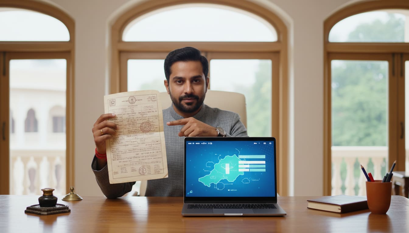 A buyer comparing a digital Encumbrance Certificate with a manual revenue record.