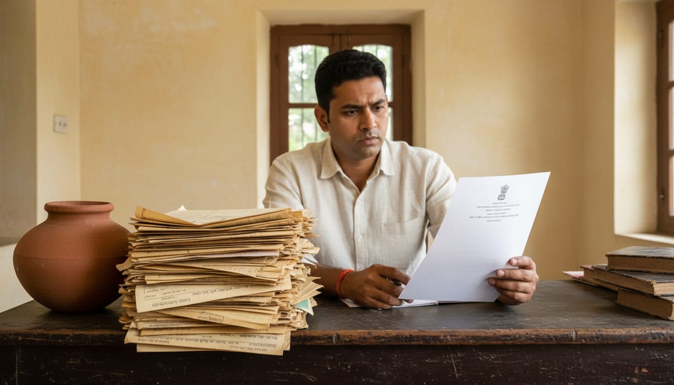 A buyer comparing a crisp, forged RS Khatian against faded historical records.