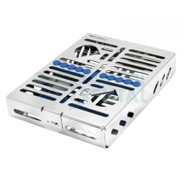 1/2 DIN Cassette for 10 instruments, Dimensions: 143x184x34mm, orange, stainless steel