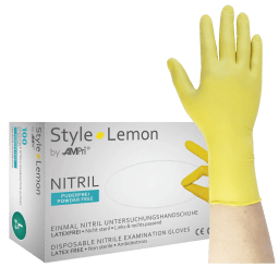 AMPri Style Lemon nitril handschoenen, geel, poedervrij (100 stuks)