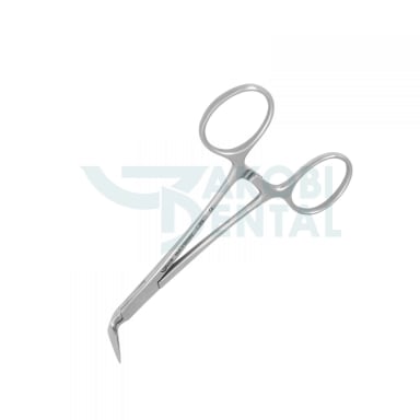 Post & Silver Point Removal Forceps RF90 90° curved, with lock, length 120mm, beaks quer serrated, with groove