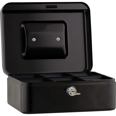 Cash box 20x9x16 cm 6 compartments black