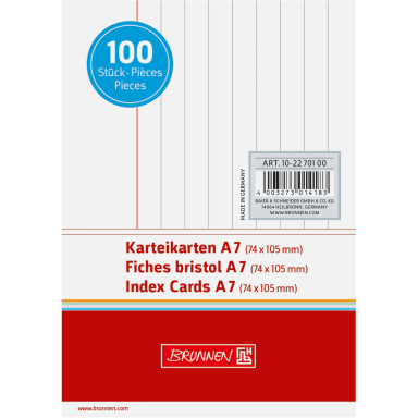 Brunnen index card A7 ruled 100 pieces white