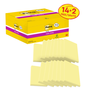 Post-it sticky notes Super Sticky 127x76 mm 16x90 sheets yellow